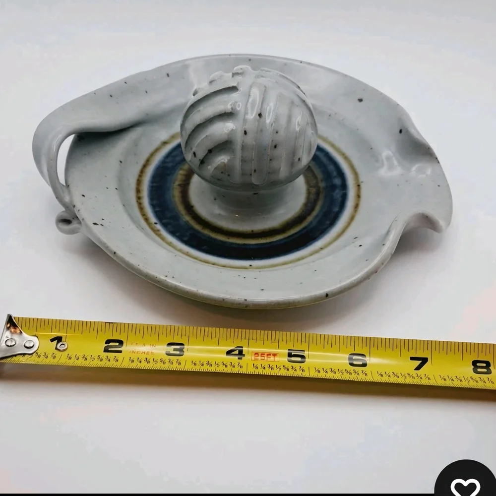 Citrus Juicer Pottery White and Blue